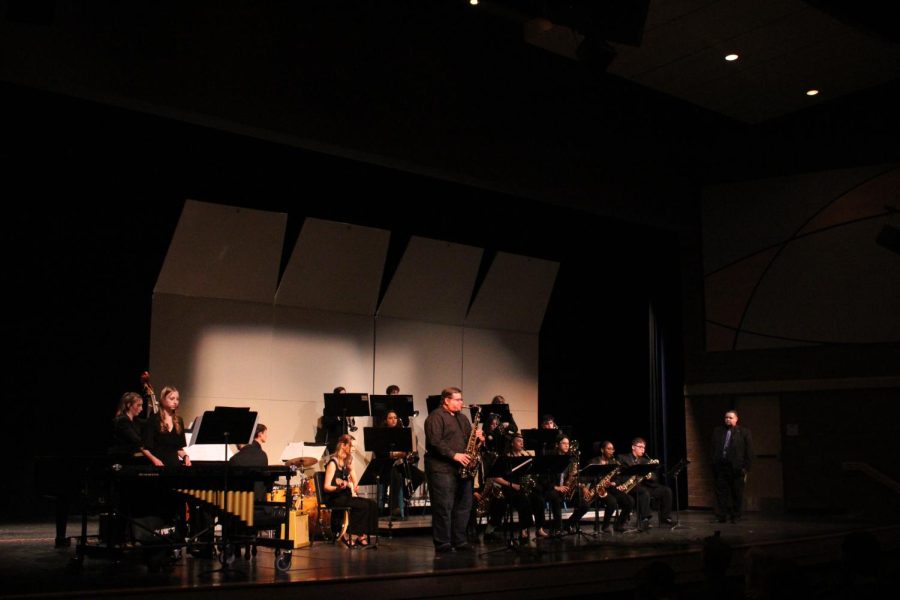 The+CCAHS+Jazz+Ensemble+performing+at+their+last+concert.