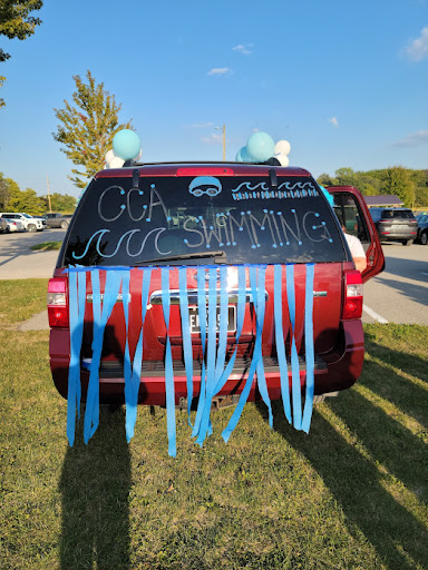 The CCA Swimmers decorated Kya Dobesh’s car for the parade. Picture by Kya Dobesh.
