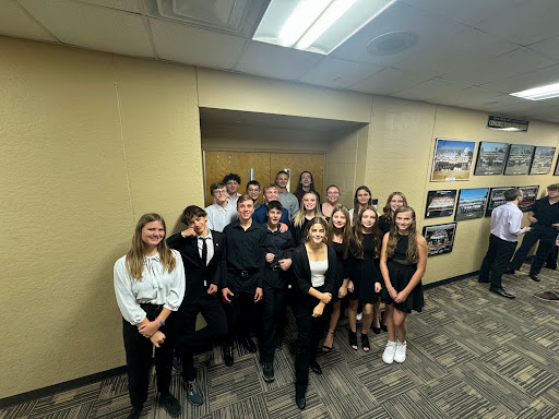Photo of the 9-10 WaMaC band participants from Clear Creek Amana High School taken by Christopher Copeland
